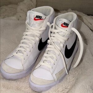 Nike White and Black High-Top Athletic Shoes